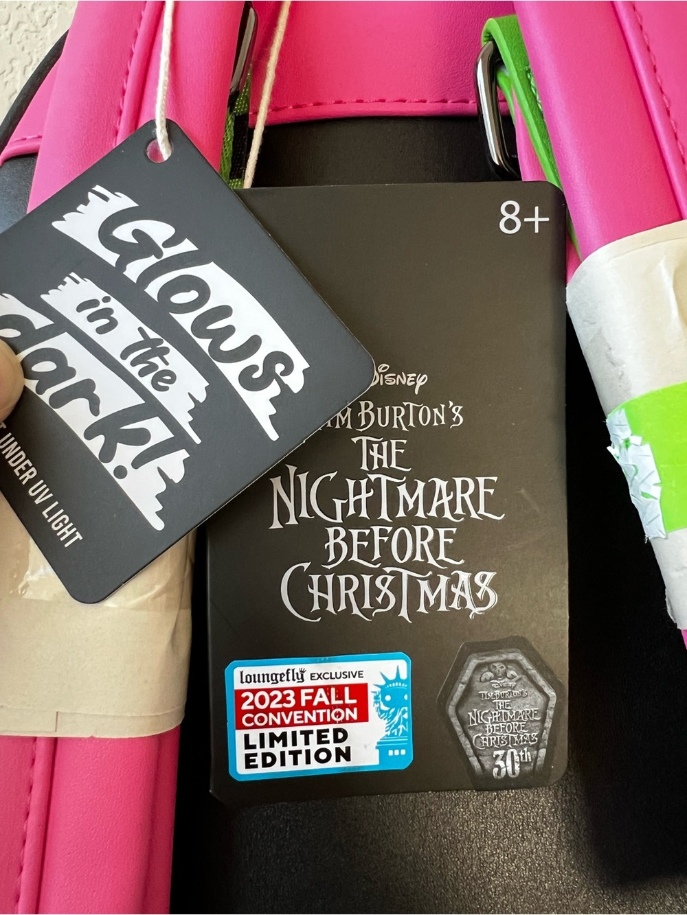Loungefly NBC Oogie Boogie Pink Neon Backpack & Coin Pouch NWT *NYCC EXCLUSIVE!* - Picture 10 of 11